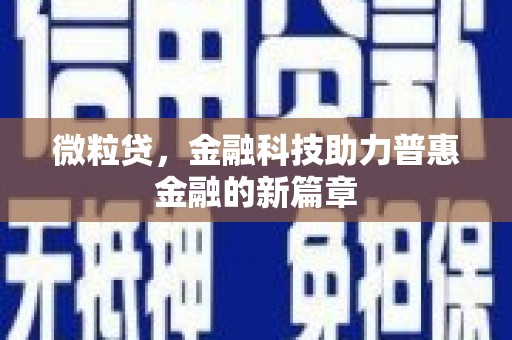 苏家屯微粒贷，金融科技助力普惠金融的新篇章