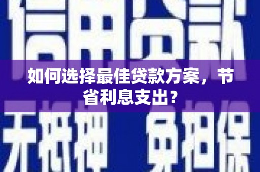 苏家屯如何选择最佳贷款方案，节省利息支出？