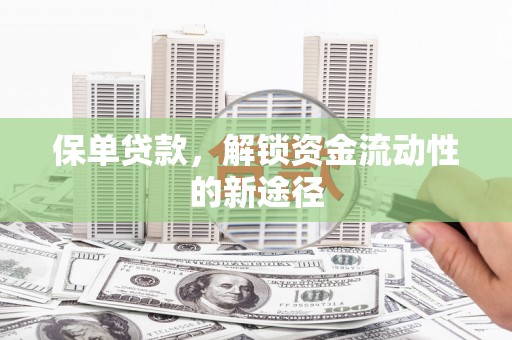 苏家屯保单贷款，解锁资金流动性的新途径