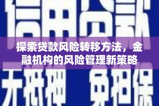 苏家屯探索贷款风险转移方法，金融机构的风险管理新策略