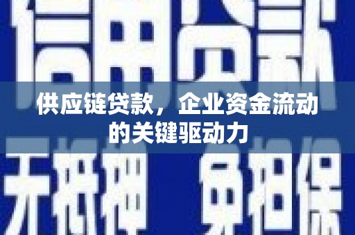 苏家屯供应链贷款，企业资金流动的关键驱动力
