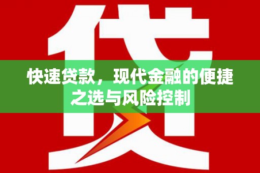 苏家屯快速贷款，现代金融的便捷之选与风险控制