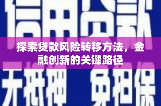 苏家屯探索贷款风险转移方法，金融创新的关键路径