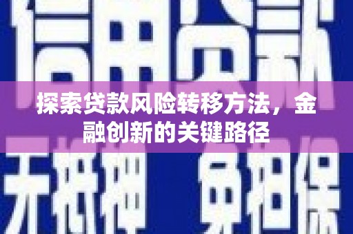 苏家屯探索贷款风险转移方法，金融创新的关键路径