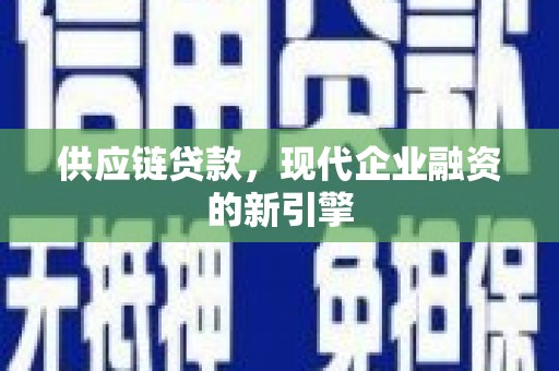 苏家屯供应链贷款，现代企业融资的新引擎