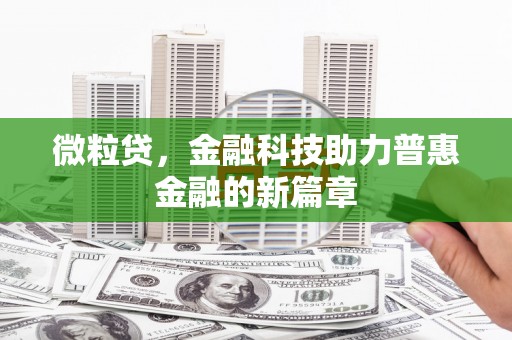 苏家屯微粒贷，金融科技助力普惠金融的新篇章