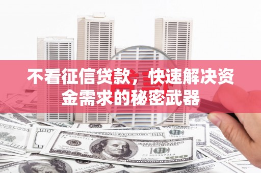 苏家屯不看征信贷款，快速解决资金需求的秘密武器