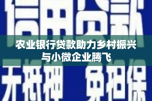 苏家屯农业银行贷款助力乡村振兴与小微企业腾飞