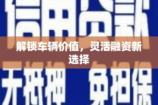 苏家屯解锁车辆价值，灵活融资新选择