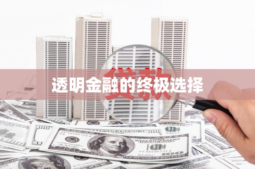 苏家屯透明金融的终极选择