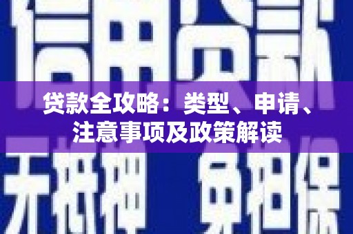 苏家屯贷款全攻略：类型、申请、注意事项及政策解读