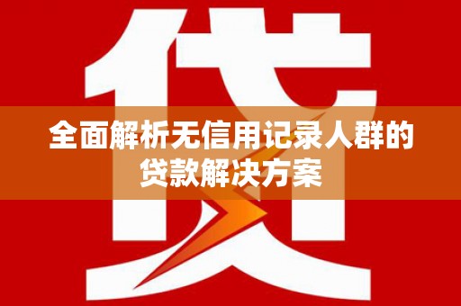 苏家屯全面解析无信用记录人群的贷款解决方案